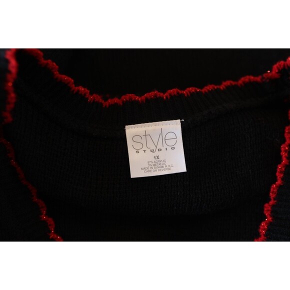 VTG Style Studio Christmas Knit Button Cardigan Holiday Shimmer Candy Canes 1X - Picture 8 of 8